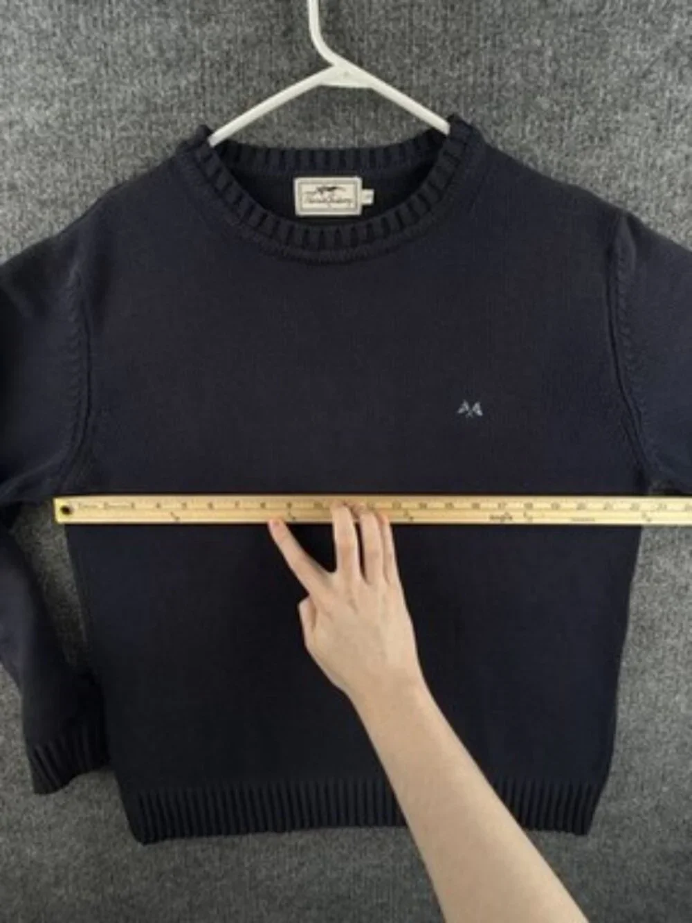 Thomas Burberry Crew Neck Logo Long Sleeve Blue Pullover Men Large Sweater Knit